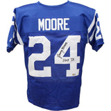 Lenny Moore Autographed/Signed Pro Style Blue Jersey TRI 43430