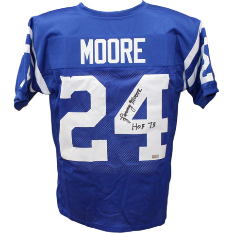 Lenny Moore Autographed/Signed Pro Style Blue Jersey TRI 43430