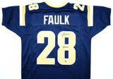 Marshall Faulk Autographed Blue Pro Style Jersey w/ HOF - Beckett W Hologram