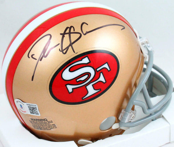 Deion Sanders Autographed San Francisco 49ers 64-95 Mini Helmet- Beckett W *Blk