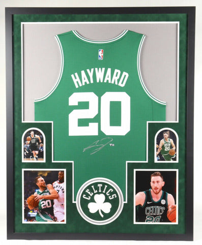 Gordon Hayward Signed Boston Celtics 34x42 Framed Jersey Display (Fanatics Holo)