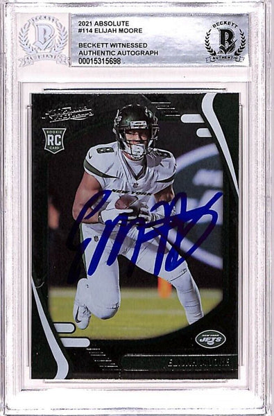 Elijah Moore Autographed/Signed 2021 Panini Absolute #114 Trading BAS 38702