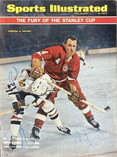 Stan Mikita & Bill Gadsby Signed 1966 Sports Illustrated Magazine Cover Page PSA
