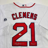 Autographed/Signed Roger Clemens "Rocket" Boston White Baseball Jersey JSA COA