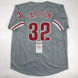 Autographed/Signed Steve Carlton Philadelphia Grey Baseball Jersey JSA COA