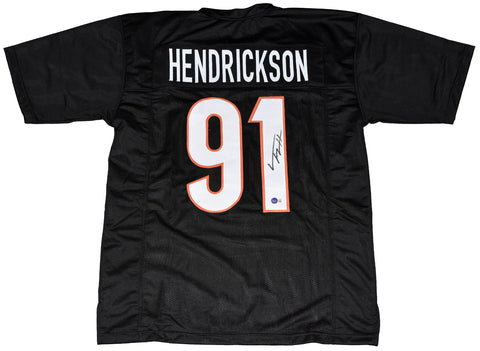 TREY HENDRICKSON AUTOGRAPHED CINCINNATI BENGALS #91 BLACK JERSEY BECKETT