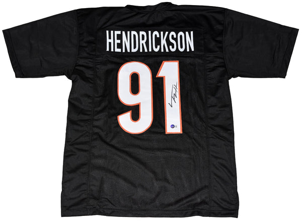 TREY HENDRICKSON AUTOGRAPHED CINCINNATI BENGALS #91 BLACK JERSEY BECKETT