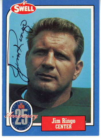 Jim Ringo Autographed/Signed Green Bay Packers 1988 Swell HOF Card 43180