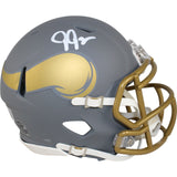 Justin Jefferson Autographed Minnesota Vikings Mini Helmet Slate Beckett 51009