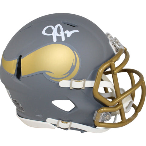 Justin Jefferson Autographed Minnesota Vikings Mini Helmet Slate Beckett 51009