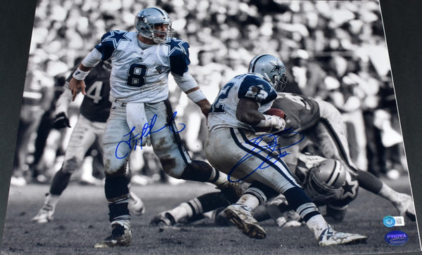 TROY AIKMAN & EMMITT SMITH SIGNED DALLAS COWBOYS 16x20 SPOTLIGHT PHOTO BECKETT