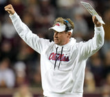 Lane Kiffin Signed Ole Miss Runnin' Rebels Logo Football (JSA COA) New LSU Coach