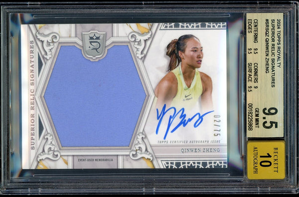2024 Topps Royalty Superior Relic Qinwen Zheng Auto /25 BGS 9.5/10 Auto GEM MINT