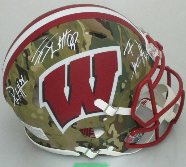 Badgers JJ TJ & DEREK WATT Triple Signed FullSize CAMO Authentic Helmet AUTO JSA
