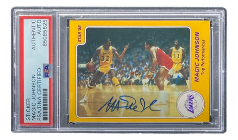 Magic Johnson Signed LA Lakers 1986 Star #8 Trading Card PSA/DNA