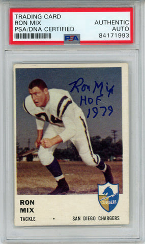 Ron Mix Autographed 1961 Fleer #162 Trading Card HOF PSA Slab 43630