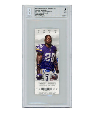 Adrian Peterson Autographed 09/14/14 Slab Ticket Stub Beckett 40878