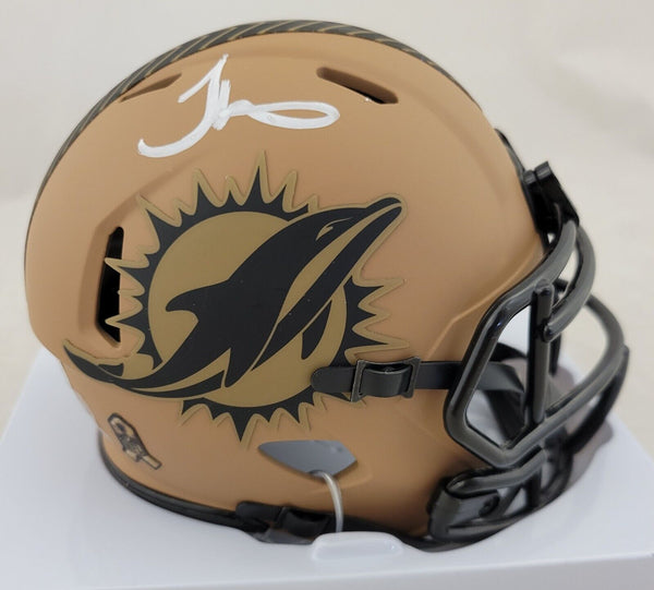 TYREEK HILL SIGNED MIAMI DOLPHINS SALUTE TO SERVICE SPEED MINI HELMET BECKETT QR