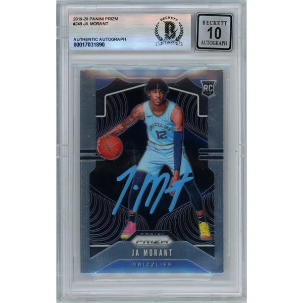 Ja Morant Autographed 2019 Prizm #249 Grade 10 Card Auto Beckett 46444