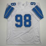 Autographed/Signed D.J. DJ Reader Detroit White Football Jersey Beckett BAS COA