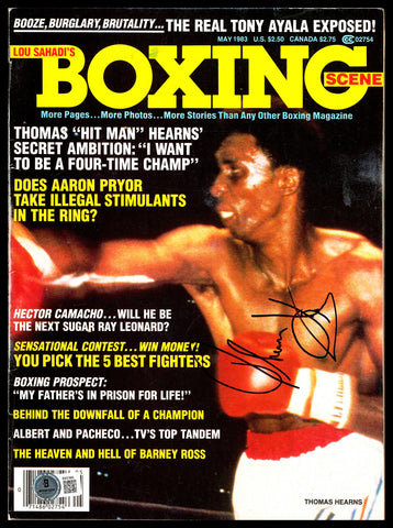 Thomas Hit Man Hearns Autographed Signed Magazine Beckett BAS QR #BM37885