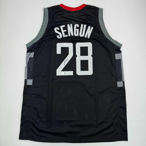 Autographed/Signed Alperen Sengun Houston Black Basketball Jersey Beckett COA