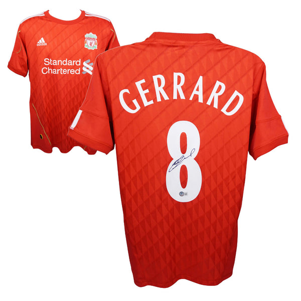 Steven Gerrard Signed Liverpool Home Soccer Jersey #8 with Beckett COA