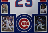 SUEDE FRAMED CHICAGO CUBS RYNE SANDBERG AUTOGRAPHED INSCRIBED JERSEY JSA COA