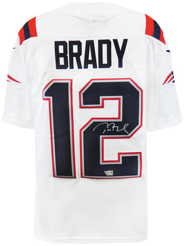 Tom Brady Signed New England Patriots White Nike Football Jersey -(Fanatics COA)