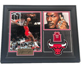 Michael Jordan Chicago Bulls Laser Autographed 18x14 Framed Photo Collage