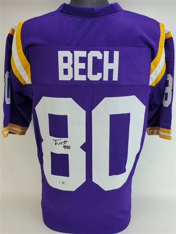 Jack Bech Signed LSU Tigers Purple Jersey (Beckett) Raiders 2025 2nd Round Pick