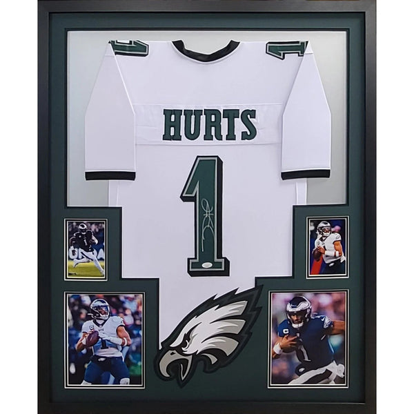 Jalen Hurts Autographed Signed Framed White Philadelphia Eagles Jersey JSA