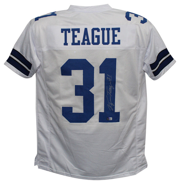 George Teague Autographed/Signed Pro Style White XL Jersey Beckett 39333