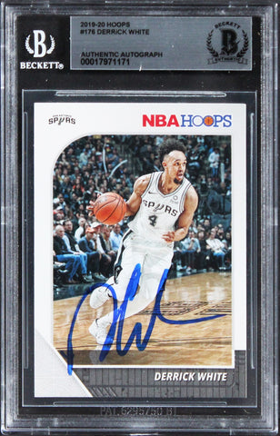 Spurs Derrick White Authentic Signed 2019 Hoops #176 Card BAS Slabbed