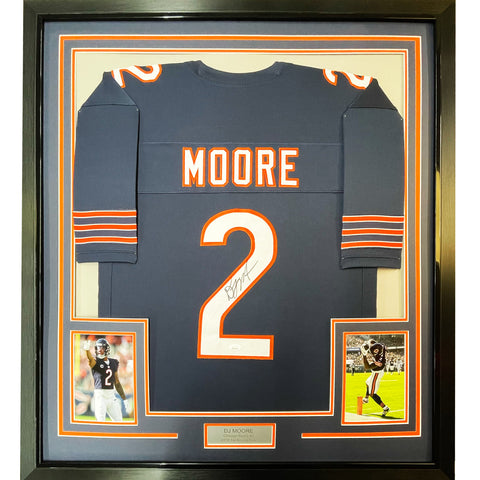 Framed Autographed/Signed D.J. DJ Moore 33x42 Chicago Blue Jersey BAS COA