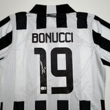 Autographed/Signed Leonardo Bonucci Juventus White Jersey Beckett BAS COA