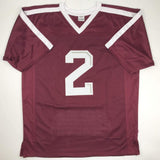 Signed Johnny Manziel 12 Heisman Texas A&M Maroon Stat Jersey JSA COA