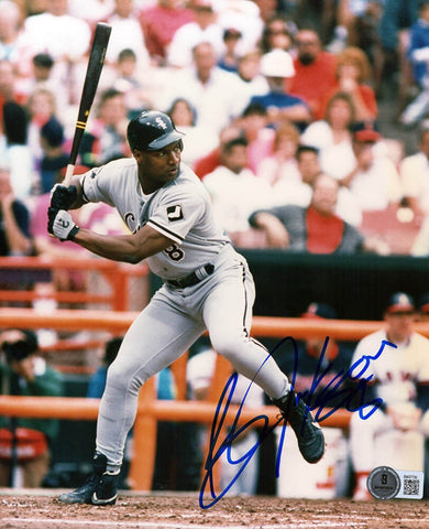 Bo Jackson Signed White Sox Grey Jersey Batting 8x10 Photo - (BECKETT COA)