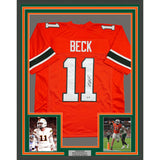 Framed Autographed/Signed Carson Beck 35x39 Miami Orange Jersey Beckett COA