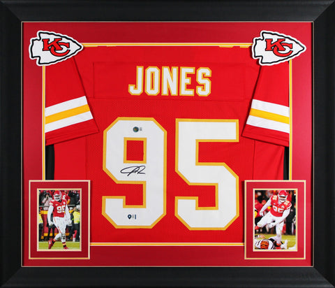 Chris Jones Authentic Signed Red Pro Style Framed Jersey Autographed BAS
