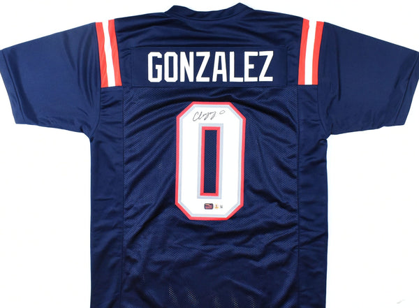 Christian Gonzalez Autographed Blue Pro Style Jersey - Beckett W Hologram *Black