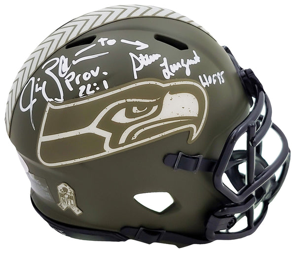 LARGENT ZORN AUTOGRAPHED SEAHAWKS CAMO MINI HELMET SALUTE TO SERVICE MCS 211063