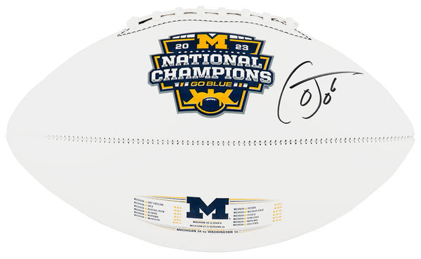 Cornelius Johnson Signed Michigan 2023 Nat'l Champs Baden White Football -SS COA