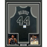 FRAMED Autographed/Signed GEORGE GERVIN 33x42 Black Jersey Beckett COA