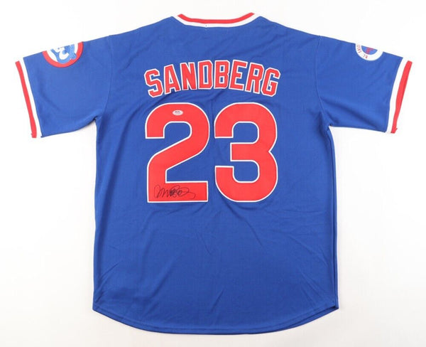 Ryne Sandberg Signed Cubs Mitchell & Ness Jersey (PSA) Chicago's HOF 2nd Baseman