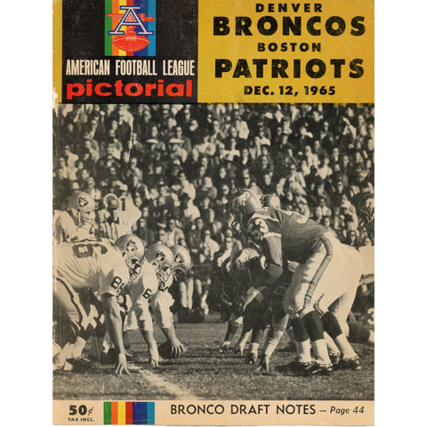 Denver Broncos vs. Boston Patriots 12/12/1965 AFL Pictorial Magazine 59283