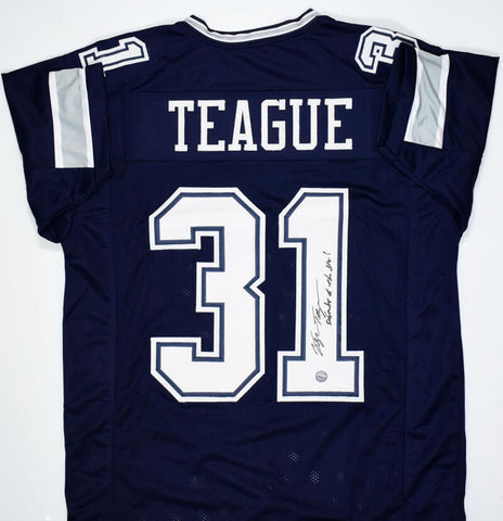 George Teague Autographed Blue Pro Style Jersey w/Defender of the Star-Prova