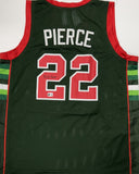 RICKY PIERCE Signed Custom Replica Green / Red Bucks Jersey AUTO - BAS