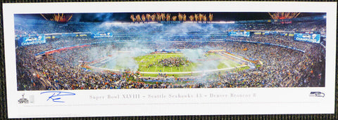 RUSSELL WILSON AUTOGRAPHED SIGNED SB PANORAMIC PHOTO SEAHAWKS RW HOLO 131230