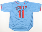 Victor Scott Signed St. Louis Cardinals Powder Blue Throwback Jersey (Beckett)CF